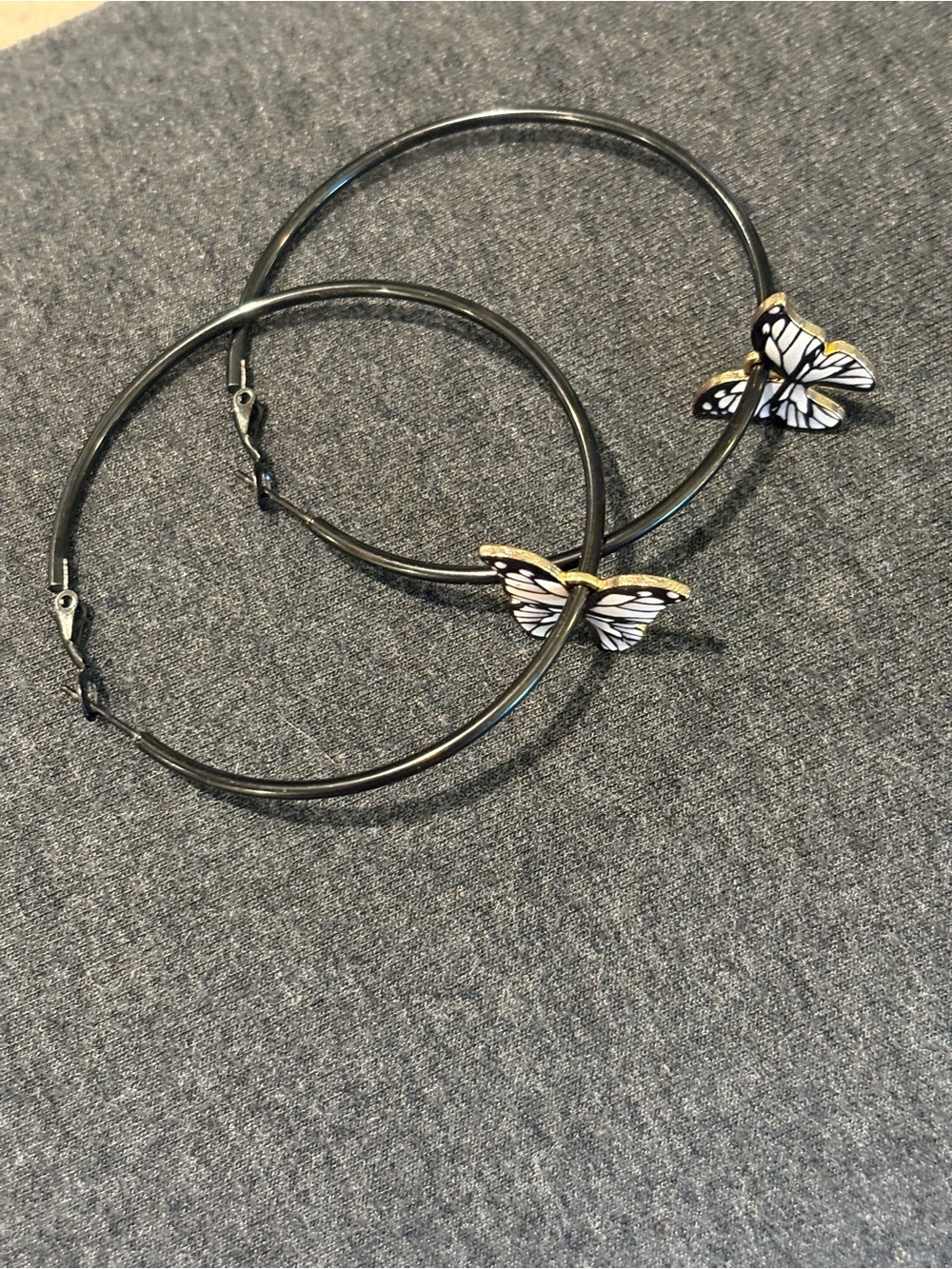 Butterfly Hoop Earrings in Black and White